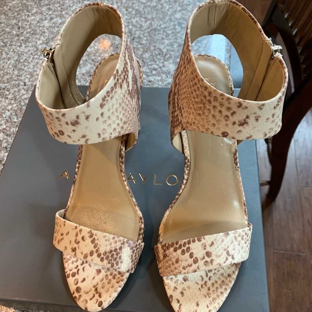 Ann Taylor snakeskin sandals, size 9.5, brand new.